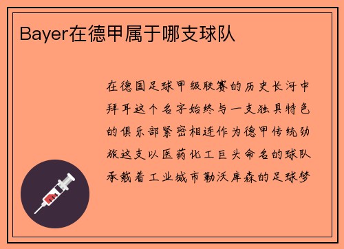 Bayer在德甲属于哪支球队